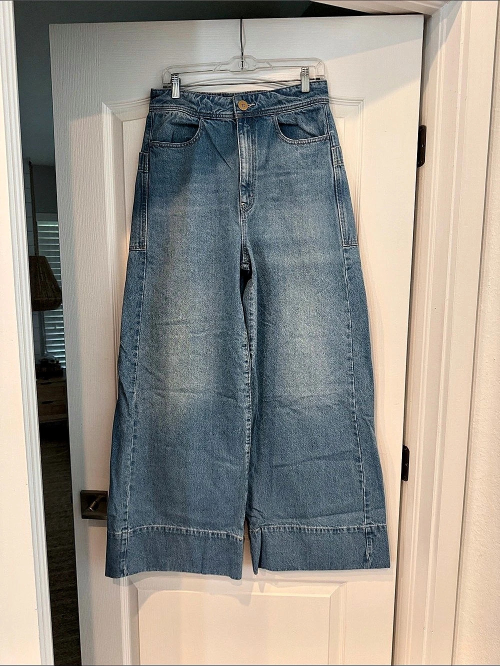 Free People Wide Leg Jeans in Blue Waist 30